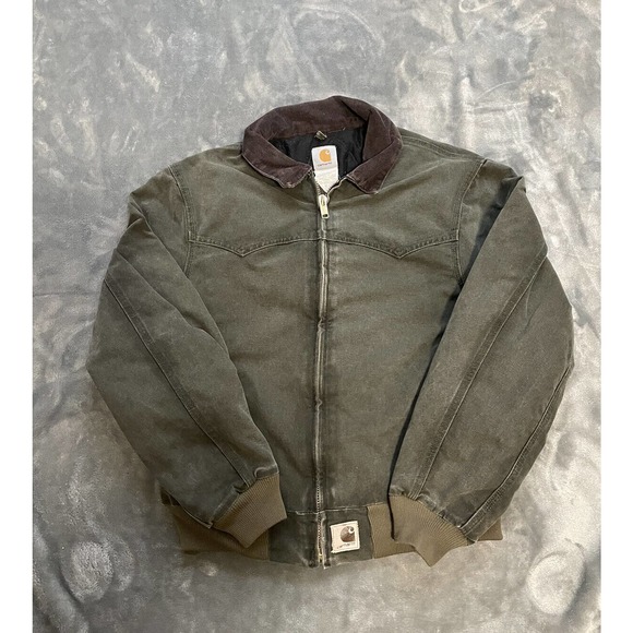 Carhartt Other - Vintage Carhartt Olive Green/Brown Corduroy Collar Adult Size L Distressed